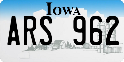IA license plate ARS962