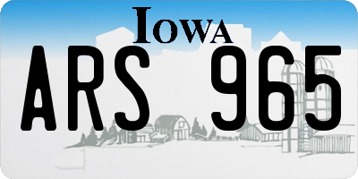 IA license plate ARS965