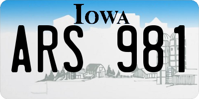 IA license plate ARS981