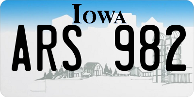 IA license plate ARS982
