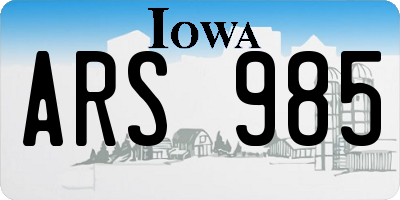 IA license plate ARS985