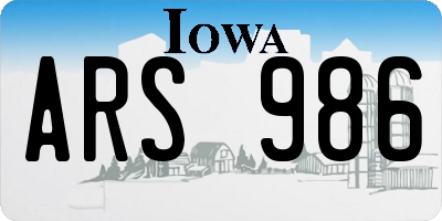 IA license plate ARS986