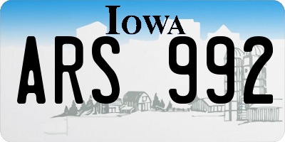 IA license plate ARS992