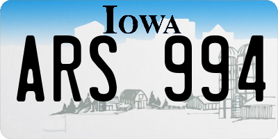 IA license plate ARS994