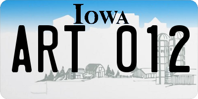 IA license plate ART012
