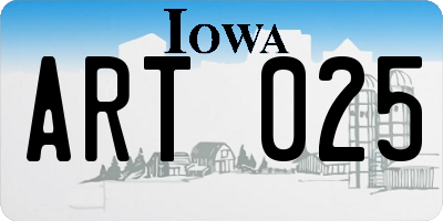 IA license plate ART025