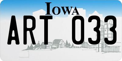 IA license plate ART033