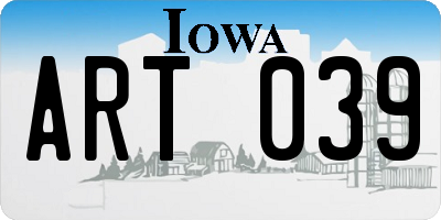 IA license plate ART039