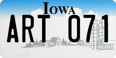 IA license plate ART071