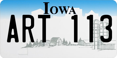 IA license plate ART113