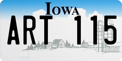 IA license plate ART115