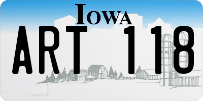 IA license plate ART118