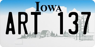 IA license plate ART137