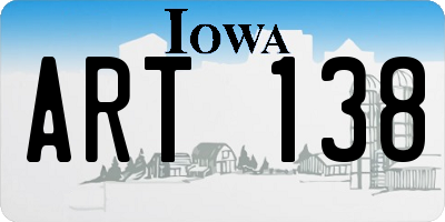 IA license plate ART138