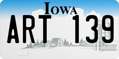 IA license plate ART139