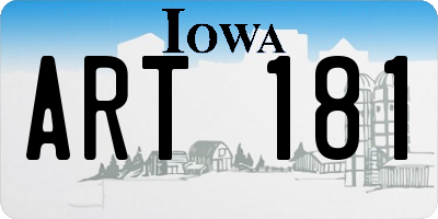 IA license plate ART181