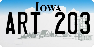 IA license plate ART203