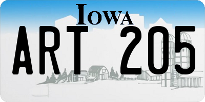 IA license plate ART205