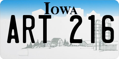 IA license plate ART216