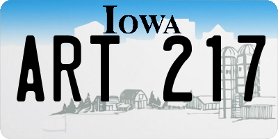 IA license plate ART217