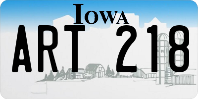 IA license plate ART218