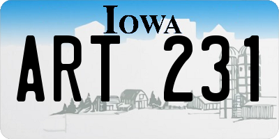 IA license plate ART231