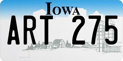 IA license plate ART275