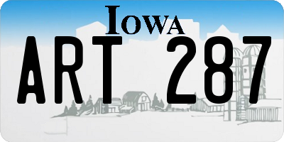 IA license plate ART287