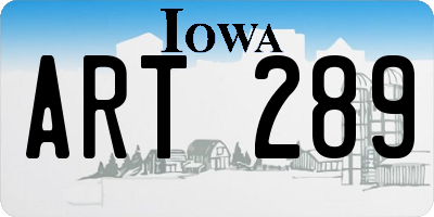 IA license plate ART289