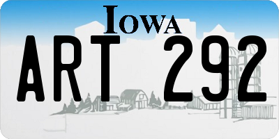 IA license plate ART292