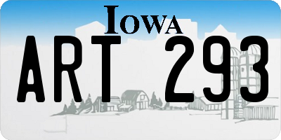 IA license plate ART293