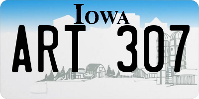 IA license plate ART307