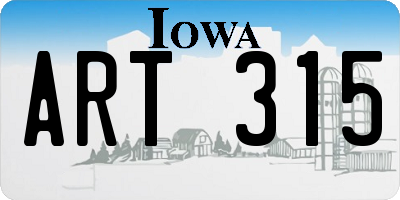 IA license plate ART315