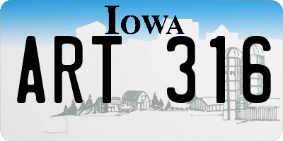 IA license plate ART316