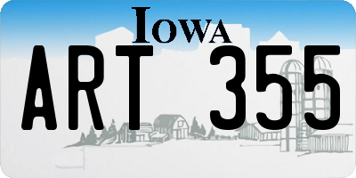 IA license plate ART355