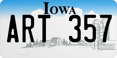 IA license plate ART357