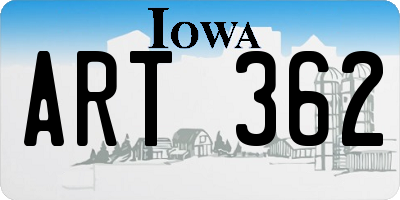 IA license plate ART362