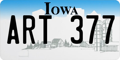 IA license plate ART377