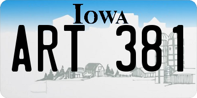 IA license plate ART381