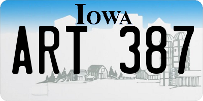 IA license plate ART387