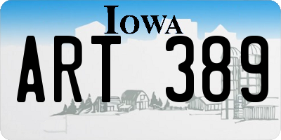 IA license plate ART389