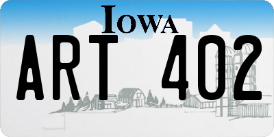 IA license plate ART402