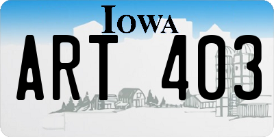 IA license plate ART403