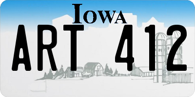 IA license plate ART412