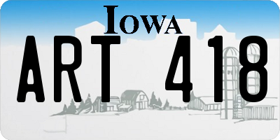 IA license plate ART418