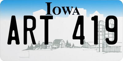IA license plate ART419