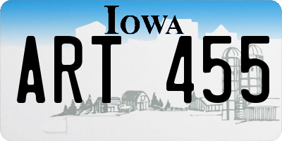 IA license plate ART455