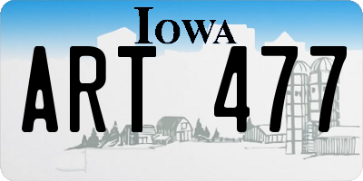 IA license plate ART477