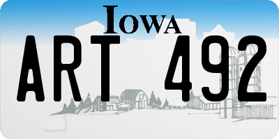 IA license plate ART492