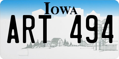 IA license plate ART494